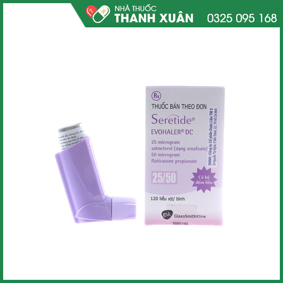 Seretide Evohaler DC 25/50 thuốc  điều trị hen và bệnh phổi tắc nghẽn mạn tính (COPD)